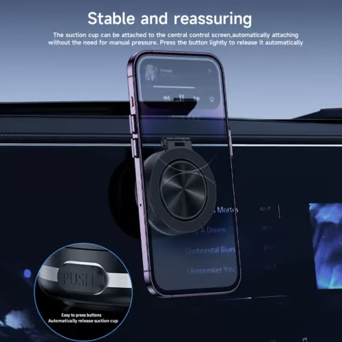 360° Rotate Phone Holder Magnetic Vacuum Adsorption Car Strong Suction Cup Mount