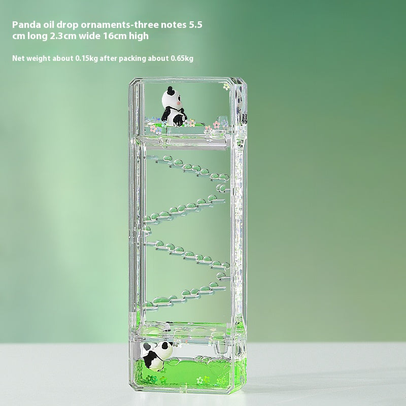 A cute panda-shaped stress-relieving oil-fall hourglass ornament, a three-dimensional oil-drop timer in the style of stairs, and a creative small gift for children