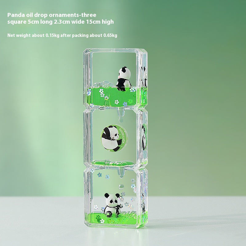 A cute panda-shaped stress-relieving oil-fall hourglass ornament, a three-dimensional oil-drop timer in the style of stairs, and a creative small gift for children